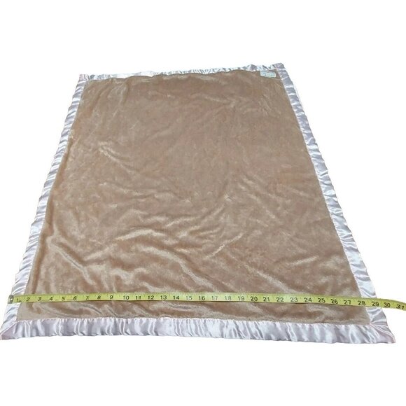 Baby Baby Blanket Satin Trim Pink & Brown Lovey 29x31 - Picture 4 of 9